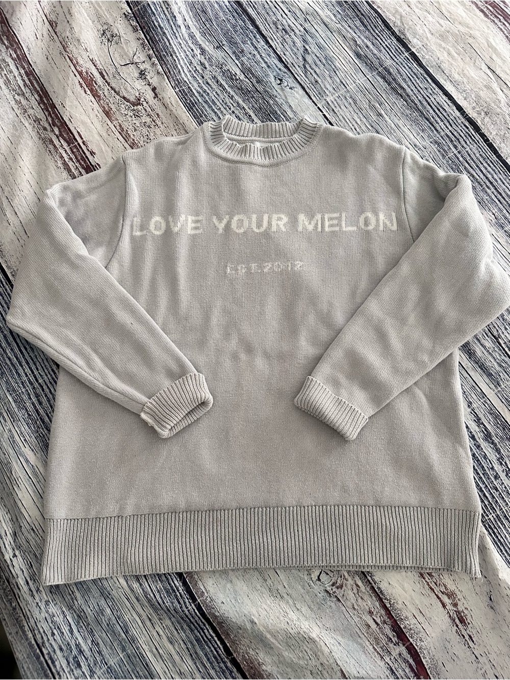 Love Your Melon Light Gray Logo Knit Sweater - Picture 2 of 9